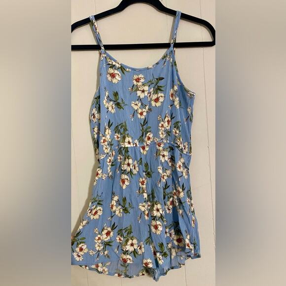 Forever 21 Romper Skort Dress Blue with White Daisies Adjustable Straps‎ Large - Picture 3 of 5